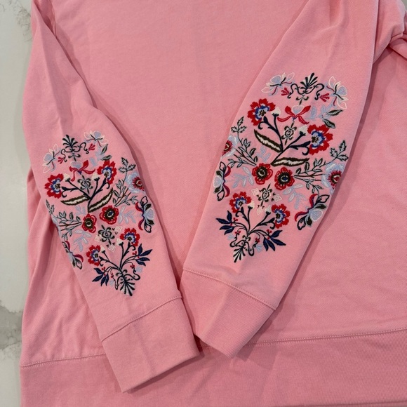 Talbots Floral Embroidered Crewneck Sweatshirt Women’s Large Pink Feminine Boho - Picture 3 of 7